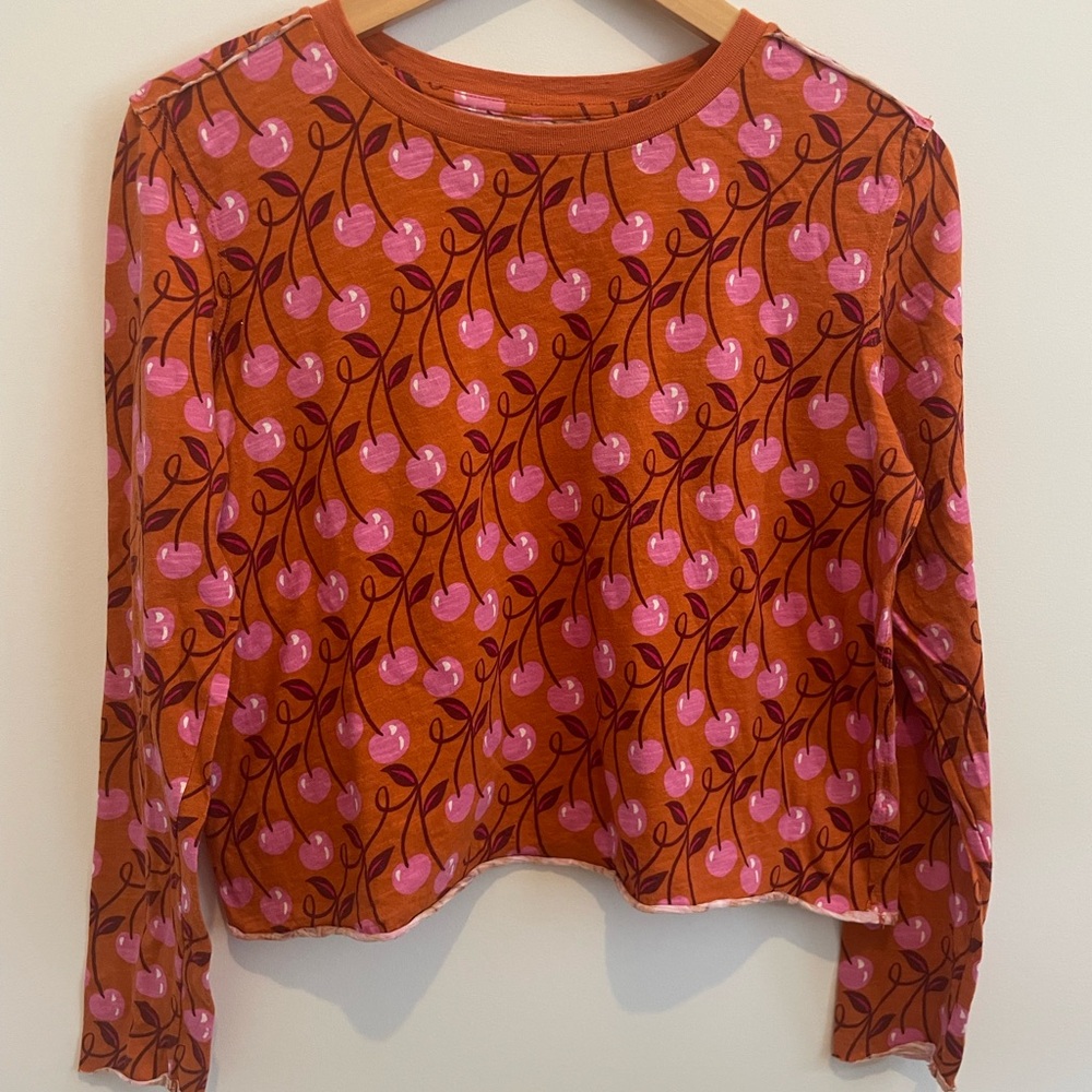 Maeve Orange and Pink Patterned Top